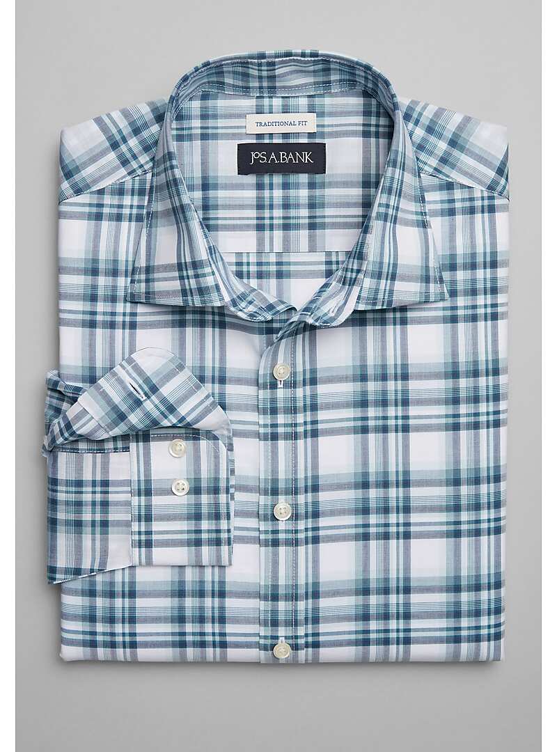 Jos. A. Bank Traditional Fit Spread Collar Wide Plaid Sportshirt - Big & Tall#6MT3