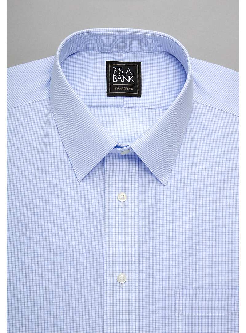 Traveler Collection Traditional Fit Point Collar Small Check Dress Shirt#5J6G