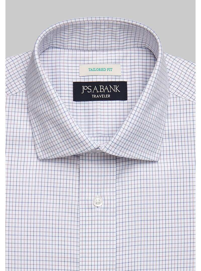 Traveler Collection Tailored Fit Spread Collar Plaid Dress Shirt - Big & Tall#5FT0