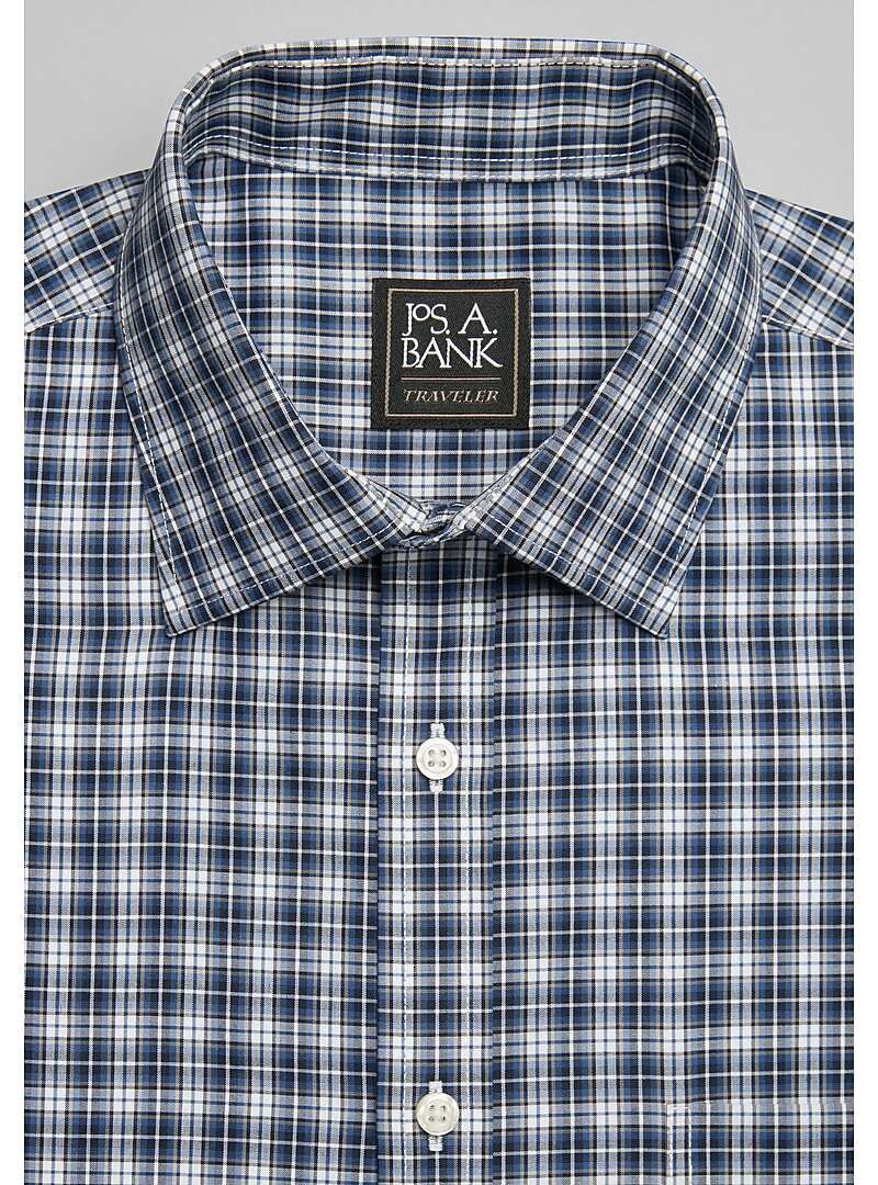 Traveler Collection Traditional Fit Spread Collar Plaid Sportshirt - Big & Tall#6M8L