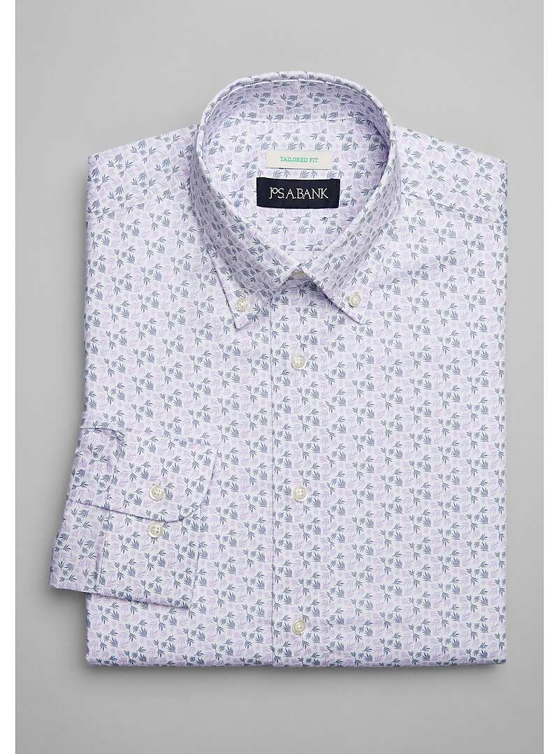 Jos. A. Bank Tailored Fit Leaf Geo Pattern Dress Shirt - Big & Tall#5FR1