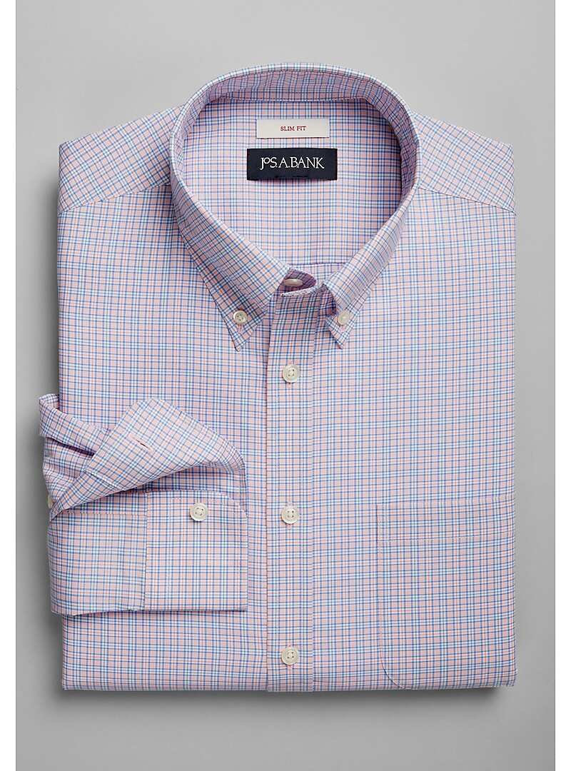 Jos. A. Bank Slim Fit Button-Down Collar Summer Check Sportshirt - Big & Tall#6MK4