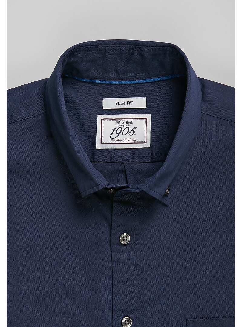 1905 Collection Slim Fit Button-Down Collar Twill Sportshirt- Big & Tall#6LNF