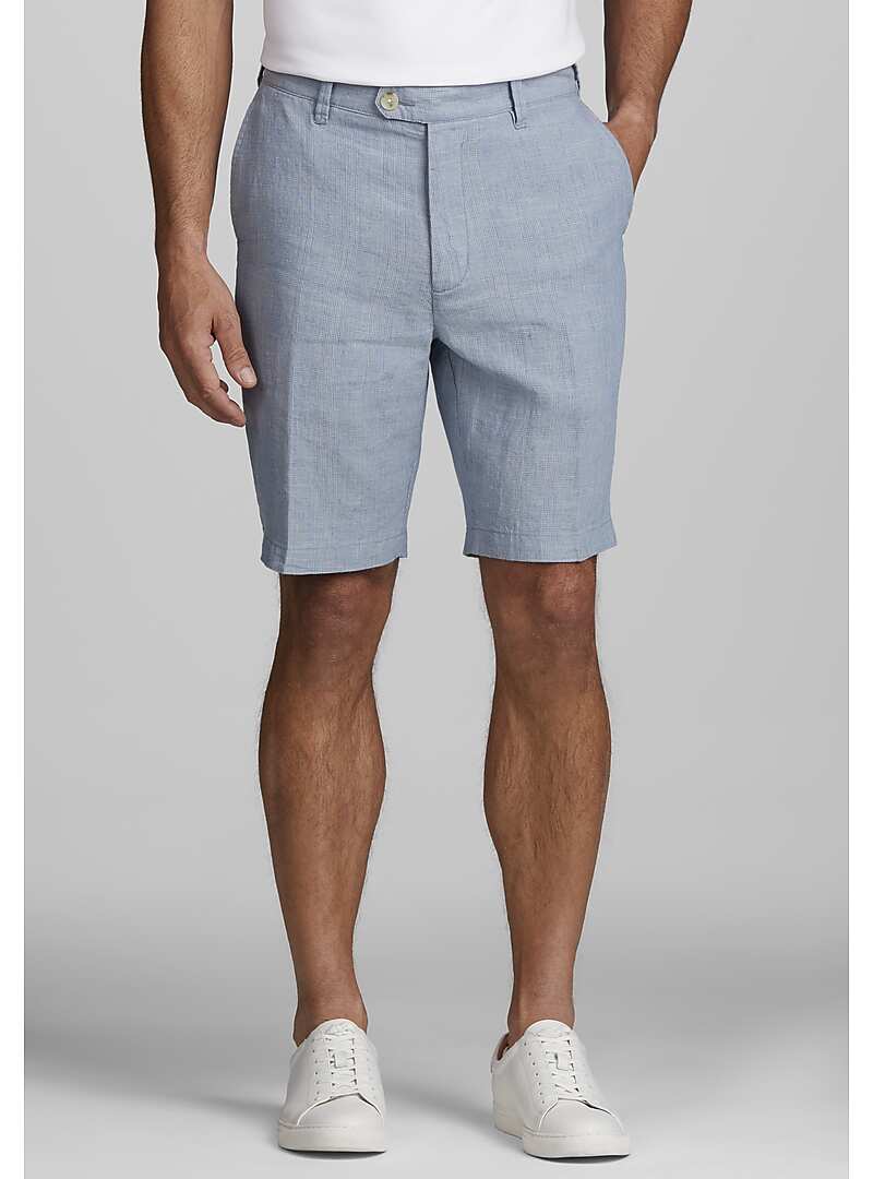 Jos. A. Bank Tailored Fit Linen Blend Glen Plaid Shorts - Big & Tall#22YC