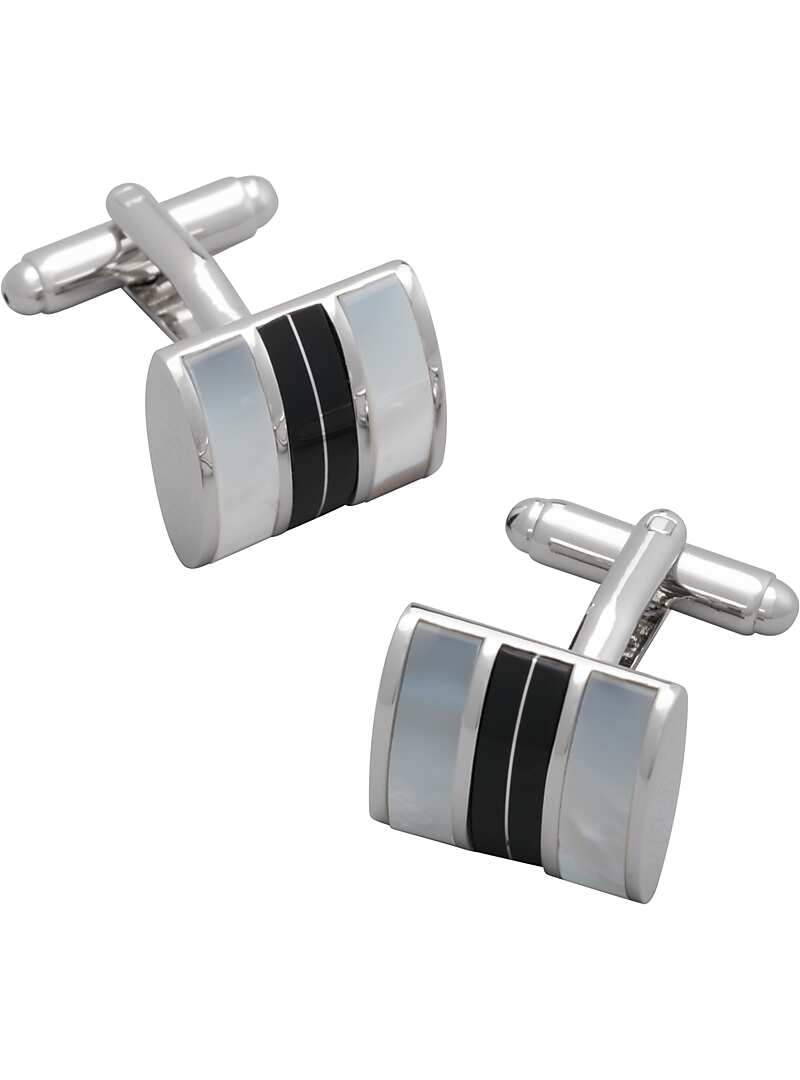 Jos. A. Bank Silver, Black & Pearl Cufflinks#8YA8