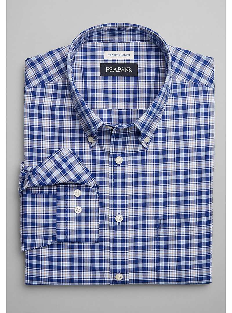 Jos. A. Bank Traditional Fit Button Down Collar Plaid Sportshirt - Big & Tall#6MUA