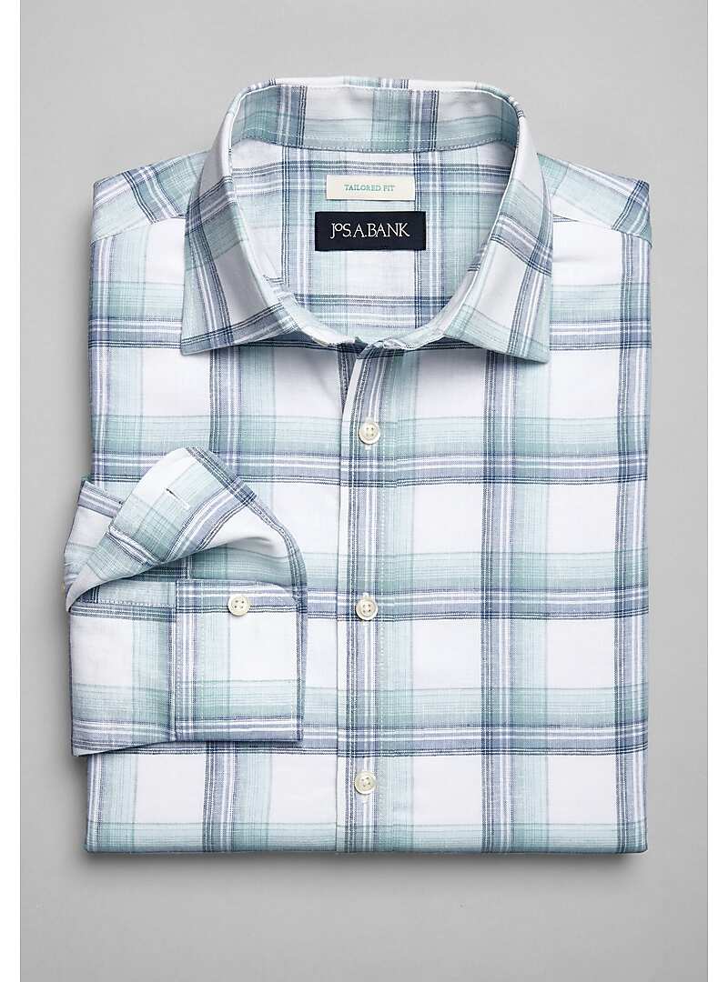 Jos. A. Bank Tailored Fit Plaid Sportshirt - Big & Tall#6MP1