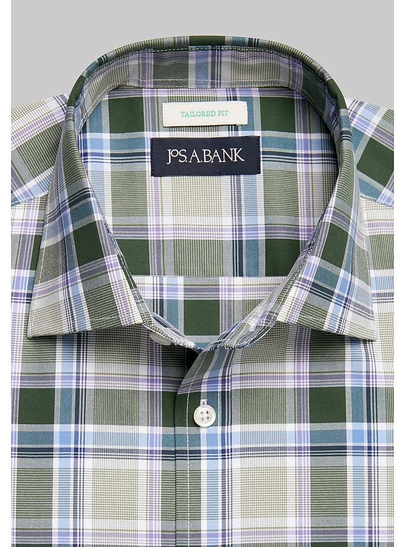 Jos. A. Bank Tailored Fit Thick and Thin Plaid Sportshirt - Big & Tall#6MKK