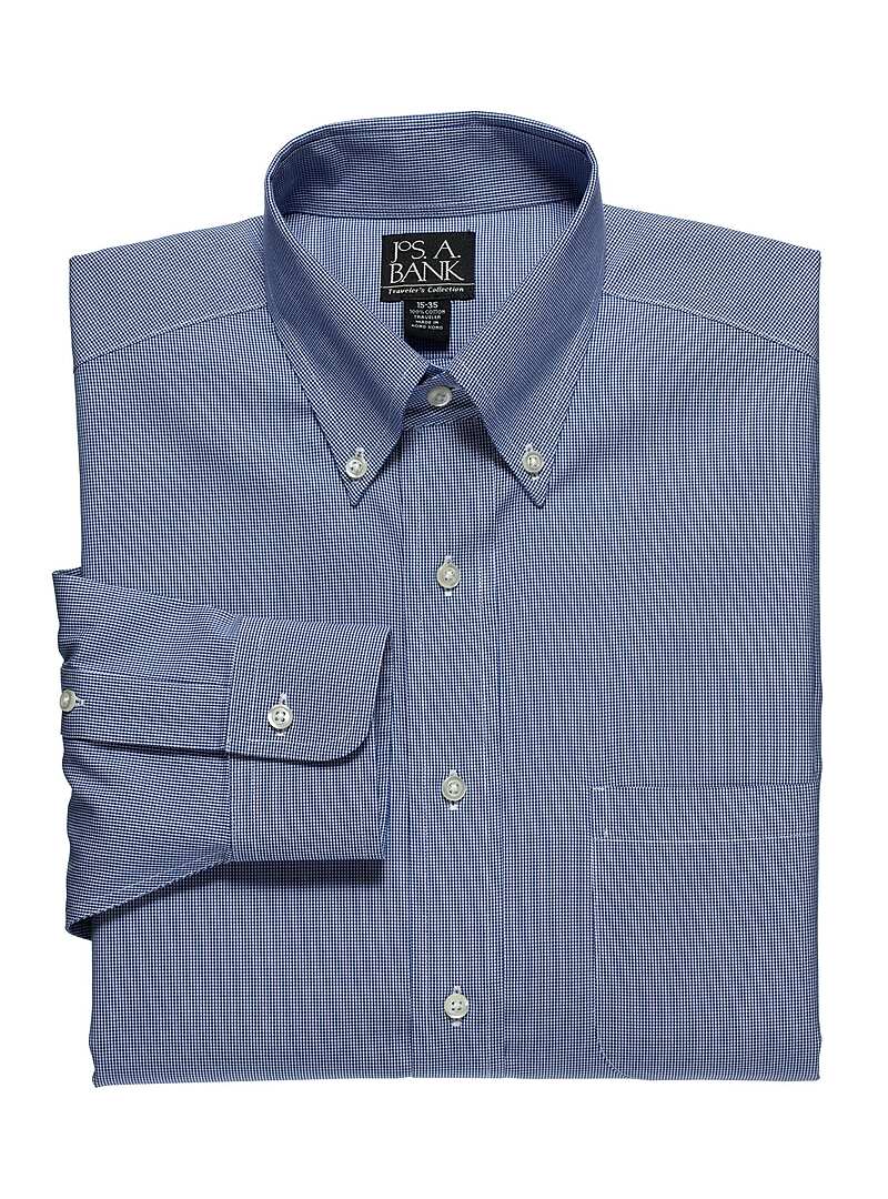 Traveler Collection Traditional Fit Button-Down Collar Micro Houndstooth Dress Shirt - Big & Tall#5CLV