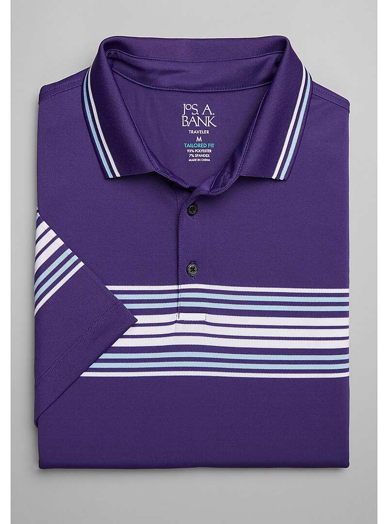 Traveler Collection Tailored Fit Stripe Polo - Big & Tall knit#6MGU