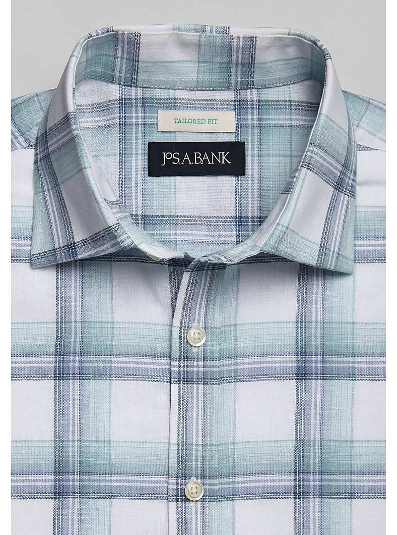 Jos. A. Bank Tailored Fit Plaid Sportshirt - Big & Tall#6MP1