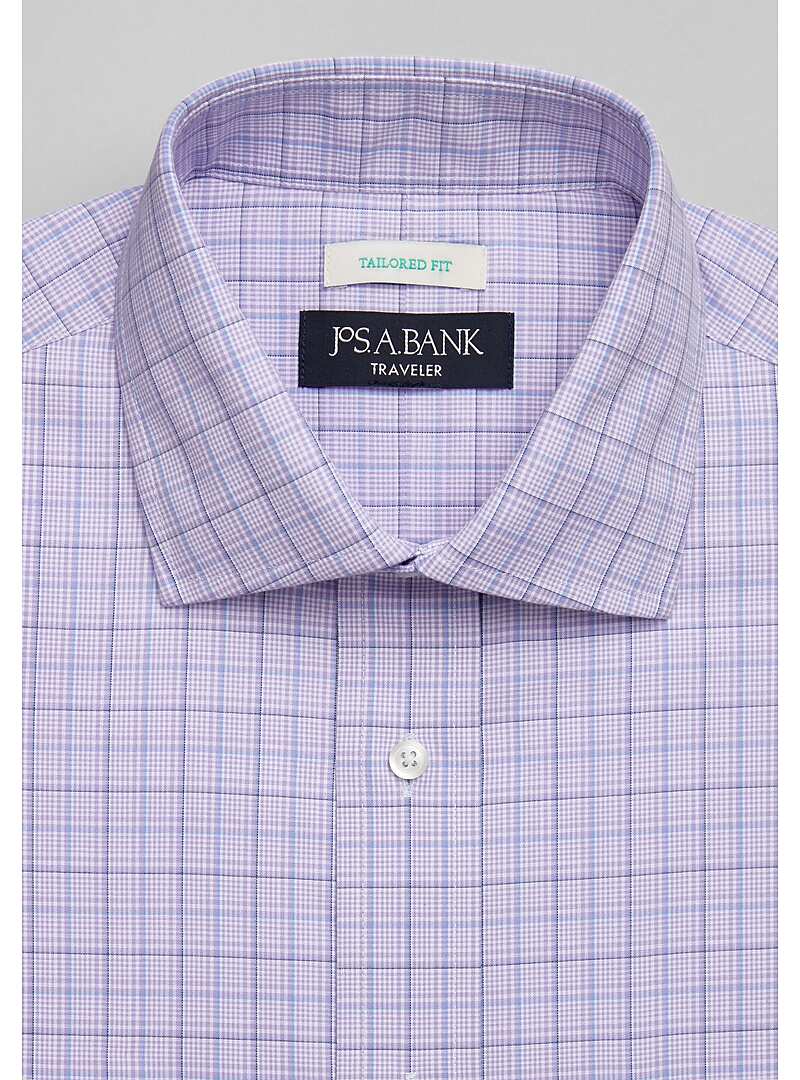 Traveler Collection Tailored Fit Spread Collar Plaid Dress Shirt - Big & Tall#5FRW