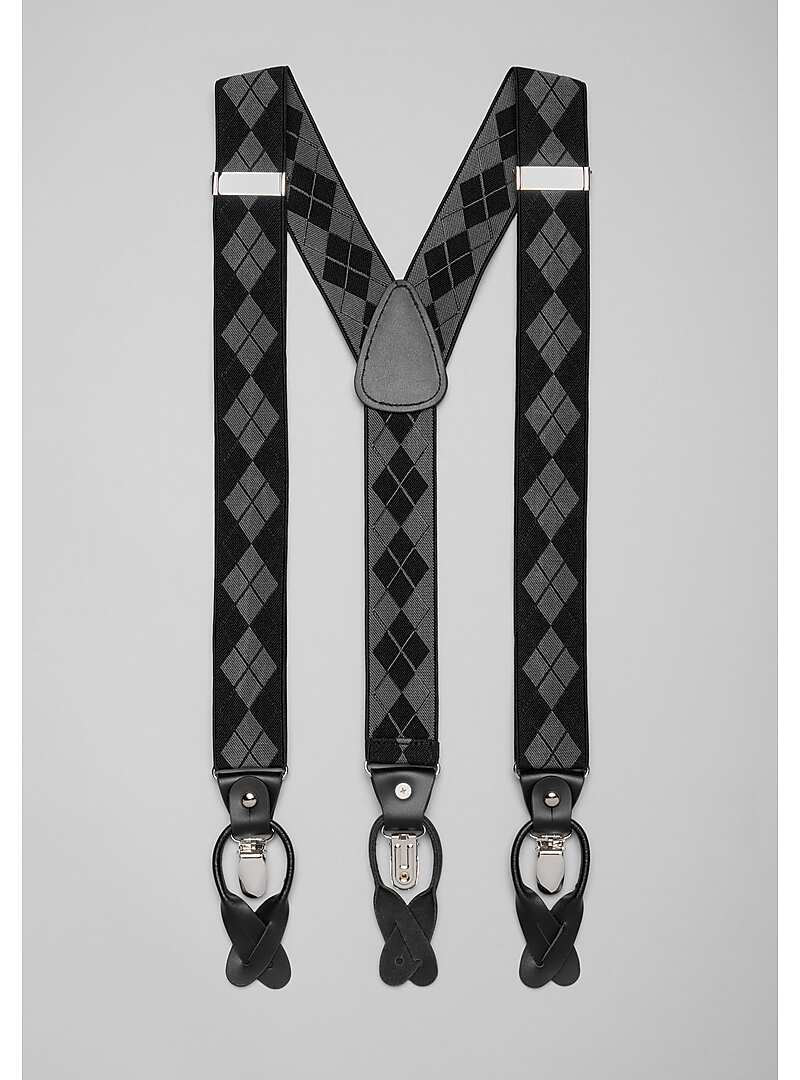 Jos. A. Bank Button-In & Clip Argyle Suspenders#8WA2