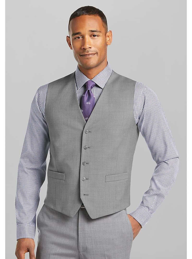 1905 Collection Tailored Fit Textured Suit Separate Vest#344U