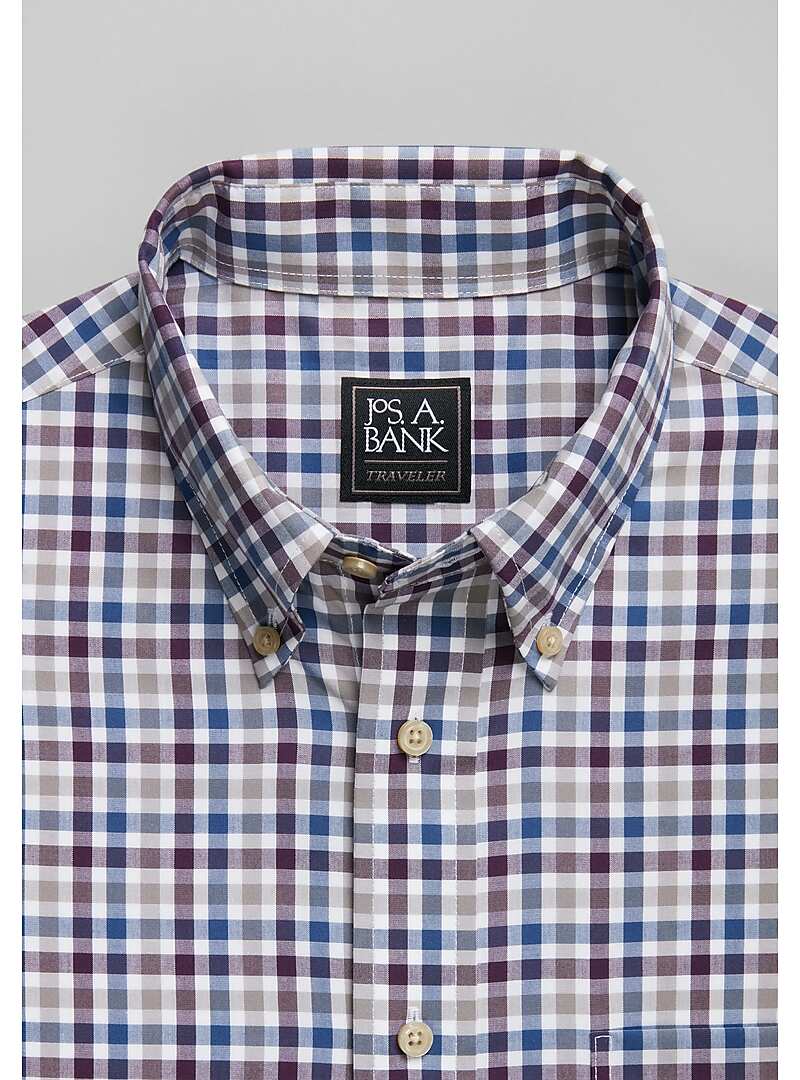 Traveler Collection Slim Fit Button-Down Collar Check Sportshirt - Big & Tall#6M3T