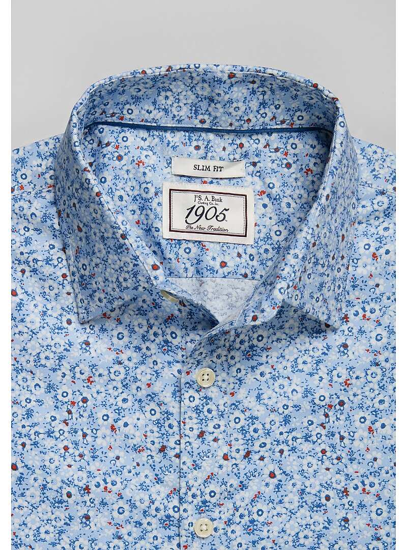 1905 Collection Slim Fit Spread Collar Floral Print Sportshirt - Big & Tall#6LKX