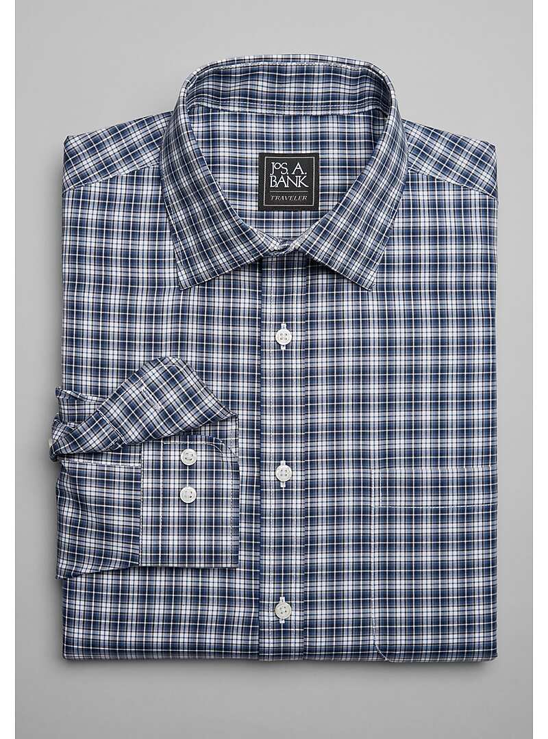 Traveler Collection Traditional Fit Spread Collar Plaid Sportshirt - Big & Tall#6M8L