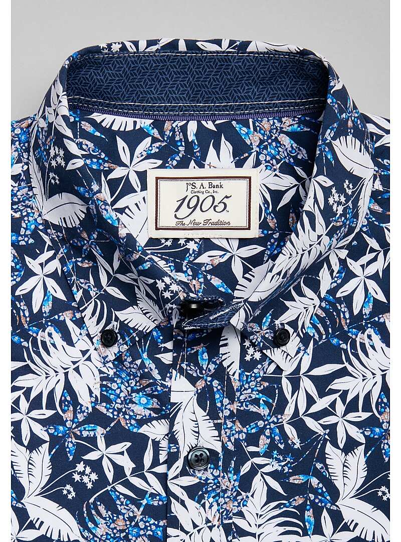 1905 Collection Tailored Fit Floral & Fauna Short Sleeve Sportshirt - Big & Tall#6HXM