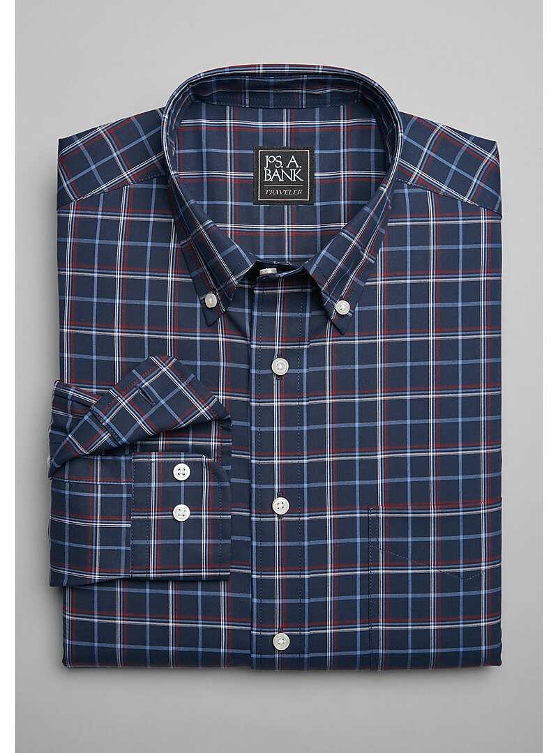 Traveler Collection Traditional Fit Button-Down Collar Plaid Sportshirt - Big & Tall#6M8R