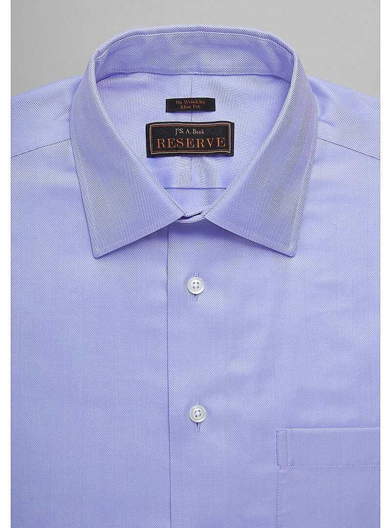 Reserve Collection Slim Fit Spread Collar Herringbone Dress Shirt#57GH
