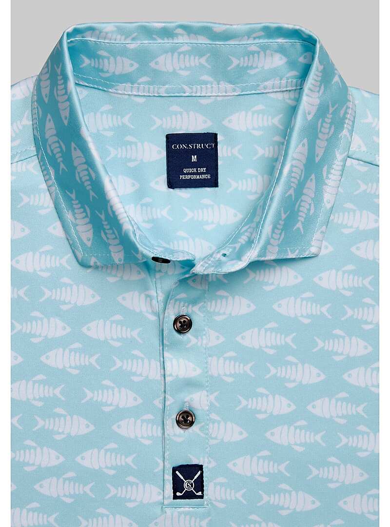 Con.Struct Tailored Fit Fish Print Golf Polo - Big & Tall#6MJG