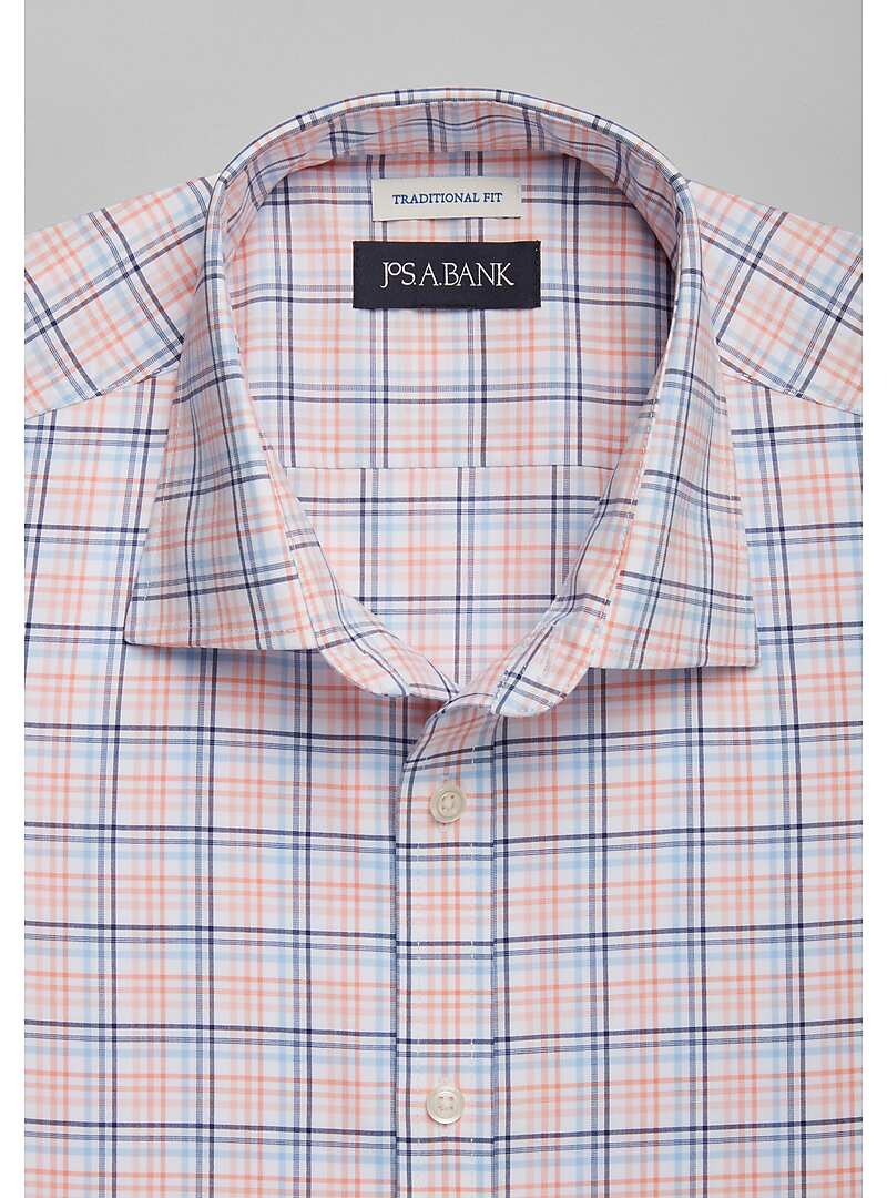Jos. A. Bank Traditional Fit Textured Plaid Sportshirt - Big & Tall#6MKH