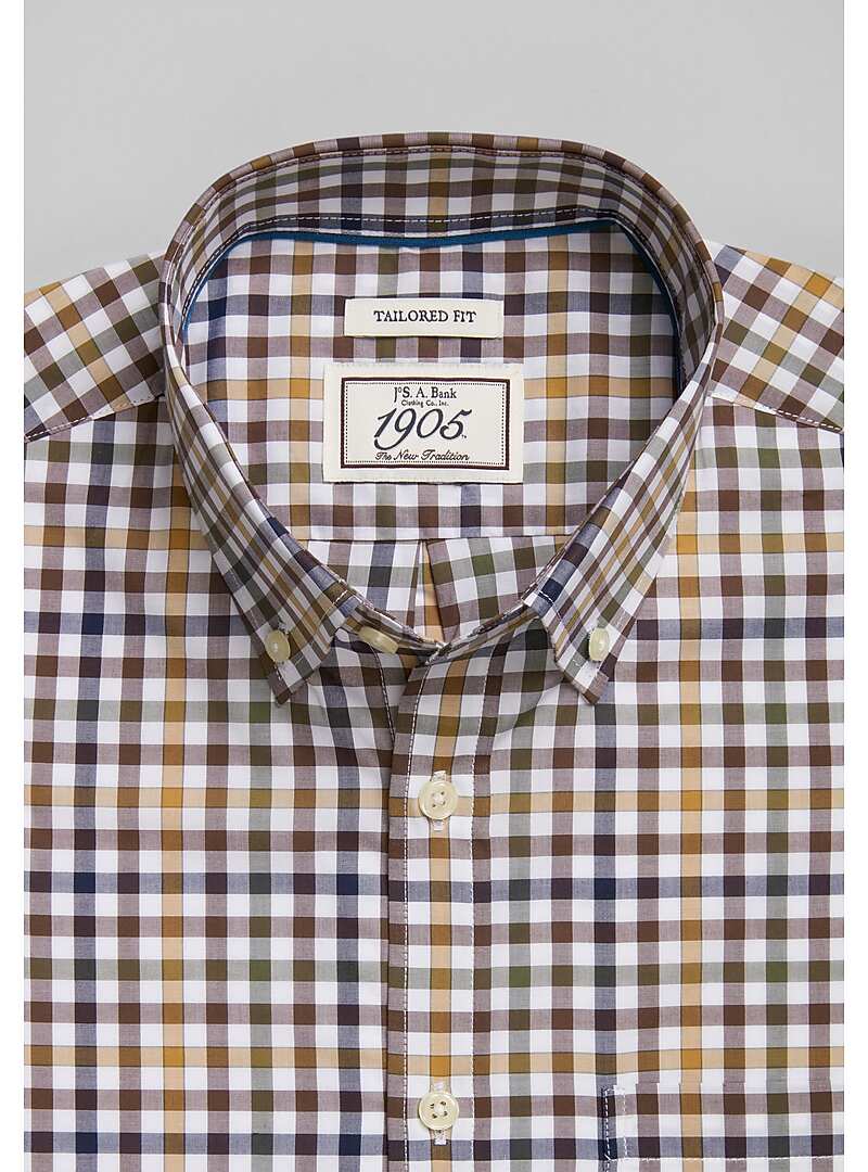 1905 Collection Tailored Fit Button-Down Collar Gingham Sportshirt - Big & Tall#6LKP