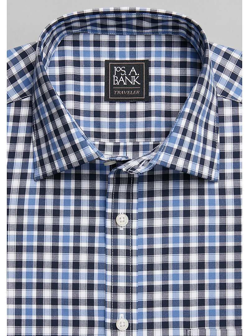 Traveler Collection Tailored Fit Spread Collar Check Sportshirt - Big & Tall#6MDZ