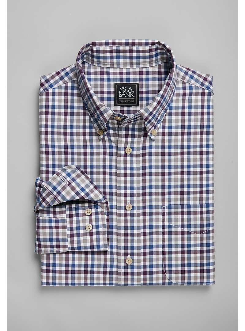 Traveler Collection Slim Fit Button-Down Collar Check Sportshirt - Big & Tall#6M3T