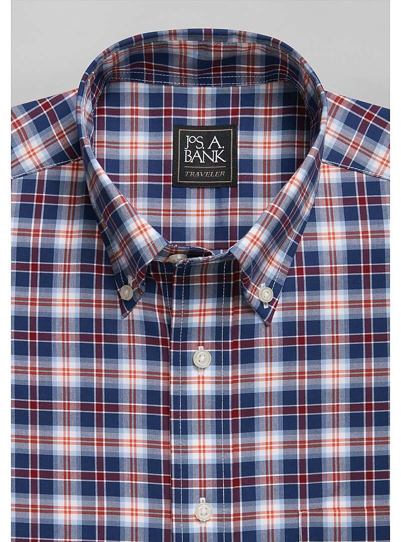 Traveler Collection Traditional Fit Button-Down Collar Plaid Sportshirt - Big & Tall#6LG7