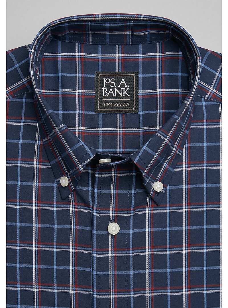 Traveler Collection Traditional Fit Button-Down Collar Plaid Sportshirt - Big & Tall#6M8R