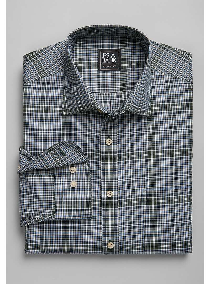 Traveler Collection Traditional Fit Spread Collar Plaid Sportshirt - Big & Tall#6LHH