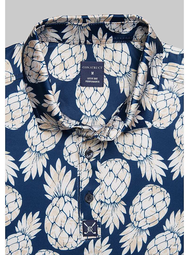 Con.Struct Tailored Fit Pineapple Print Golf Polo - Big & Tall#6MJL