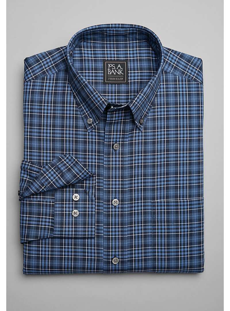 Traveler Collection Traditional Fit Button-Down Collar Plaid Sportshirt - Big & Tall#6MDX