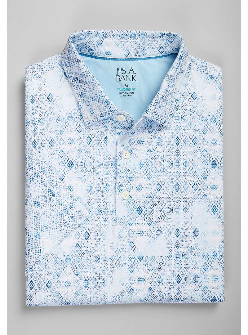 Jos. A. Bank Tailored Fit Tapestry Diamond Print Polo#6MG2