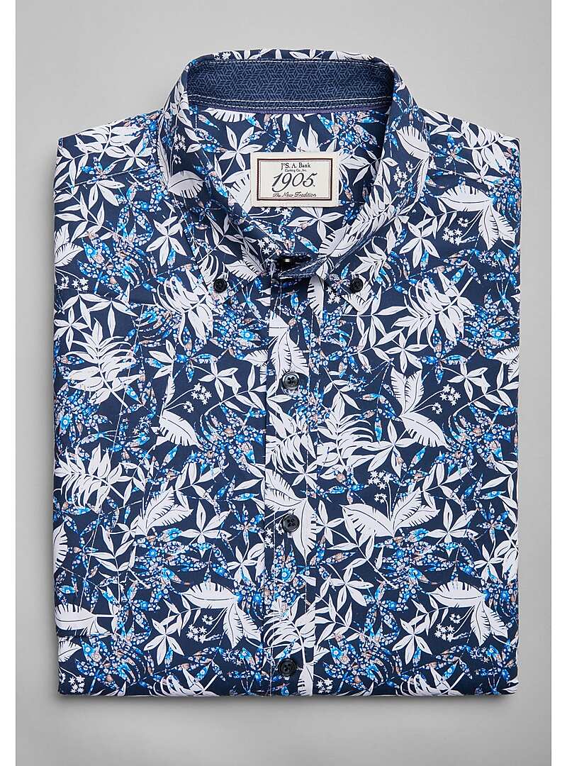 1905 Collection Tailored Fit Floral & Fauna Short Sleeve Sportshirt - Big & Tall#6HXM