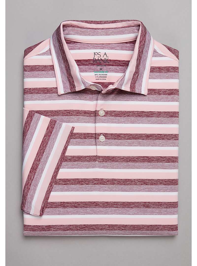 Traveler Collection Tailored Fit Heathered Bar Stripe Polo - Big & Tall#6MJ5