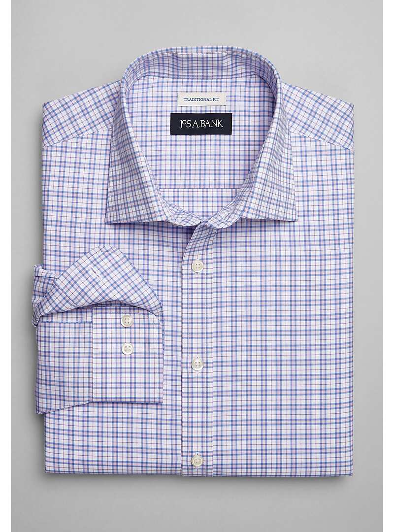 Jos. A. Bank Traditional Fit Spread Collar Plaid Sportshirt - Big & Tall#6MUD