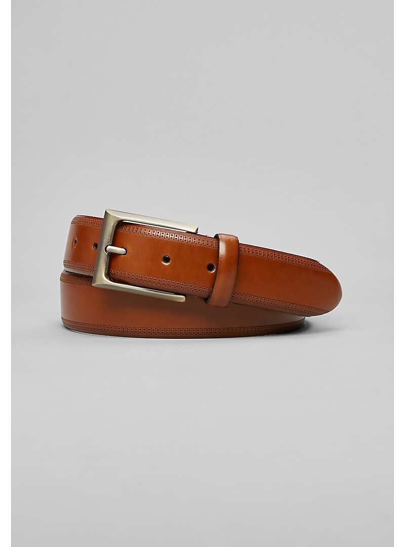 Jos. A. Bank Dotted Pattern Edge Leather Belt - Long#8XA5