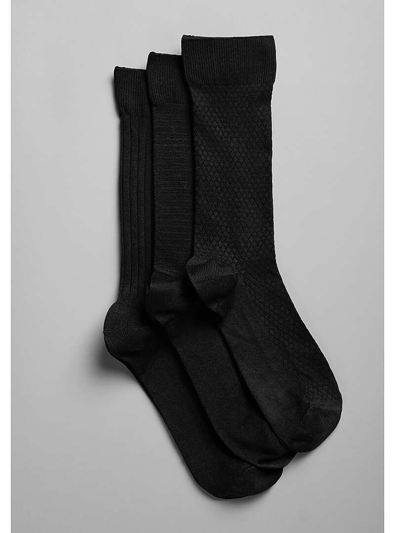Tonal Patterned Dress Socks, 3-Pack#81JL