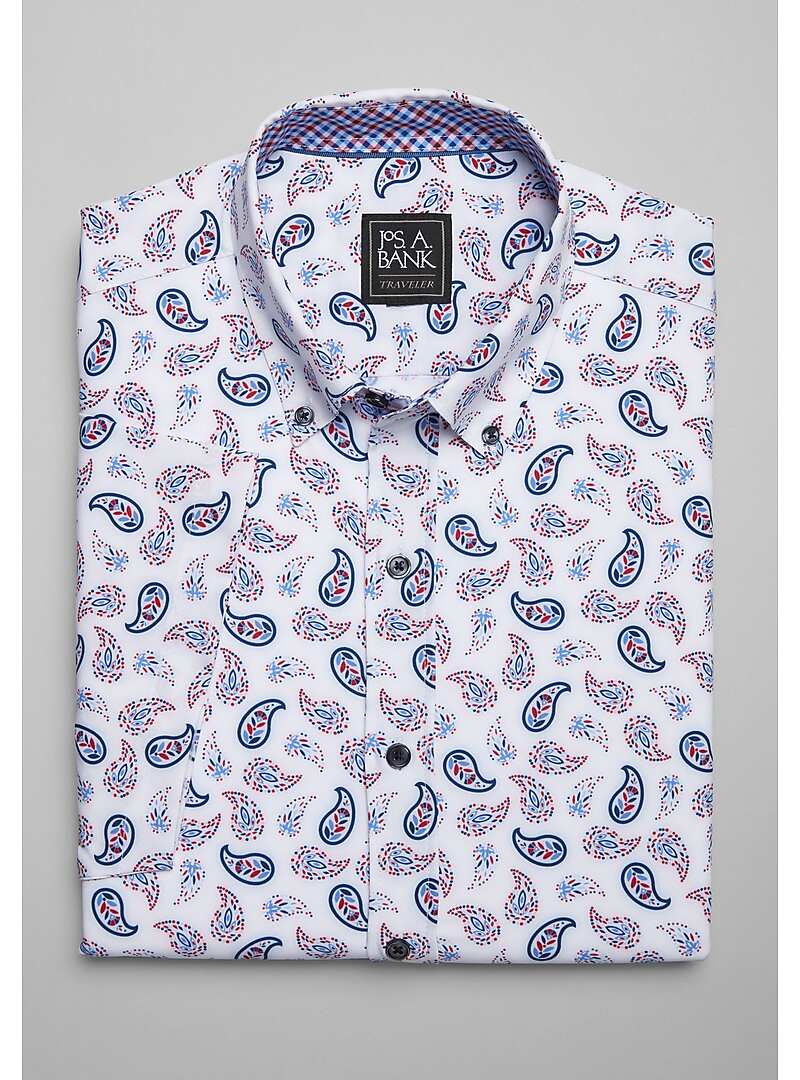 Traveler Collection Tailored Fit Four-Way Stretch Paisley Short Sleeve Sportshirt - Big & Tall#6MRF