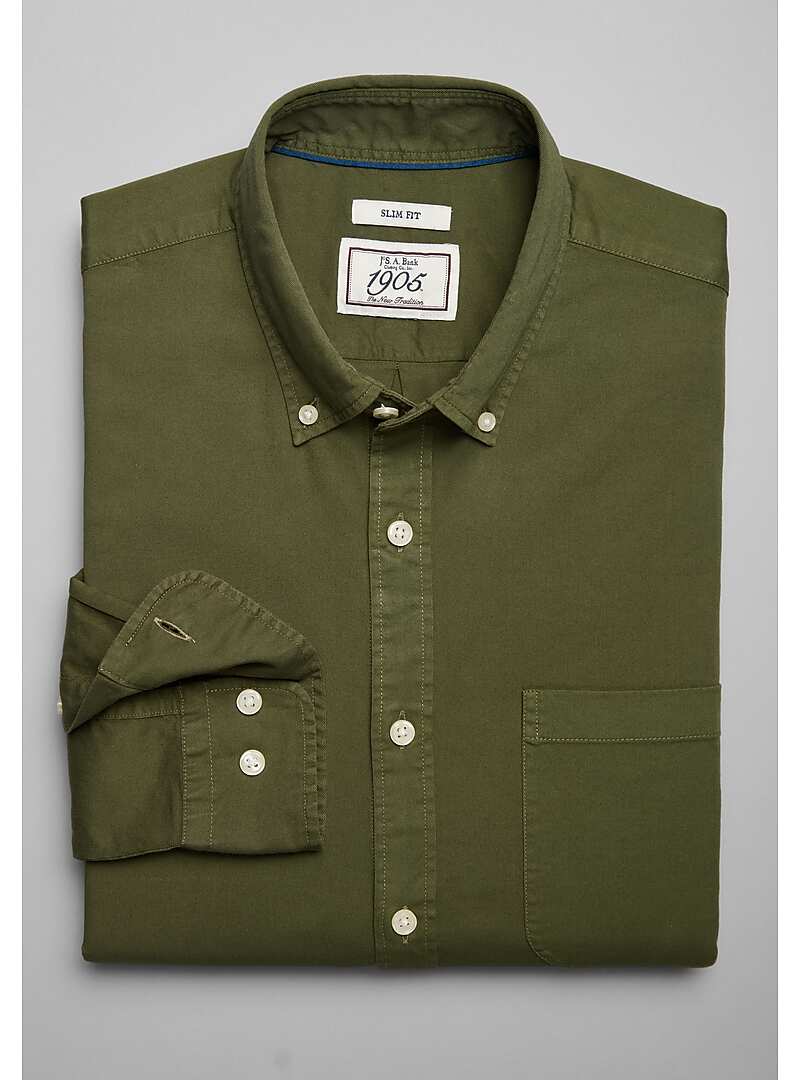1905 Collection Slim Fit Button-Down Collar Twill Sportshirt#6LNE