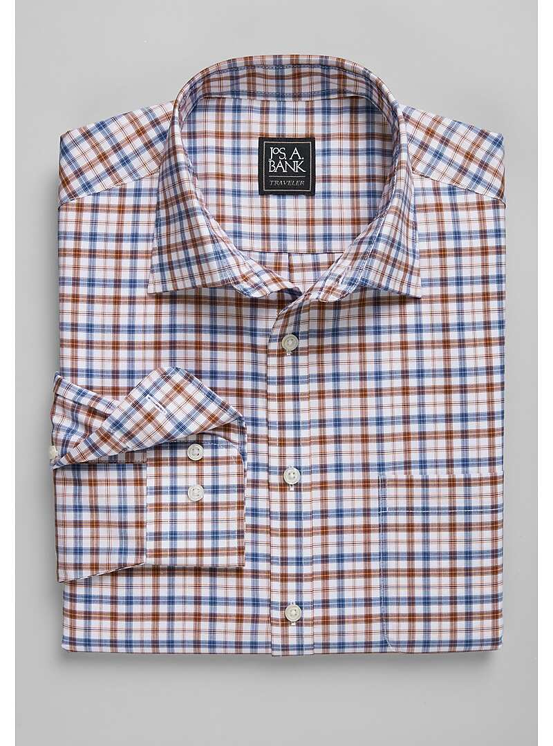Traveler Collection Tailored Fit Spread Collar Plaid Sportshirt - Big & Tall#6LC5