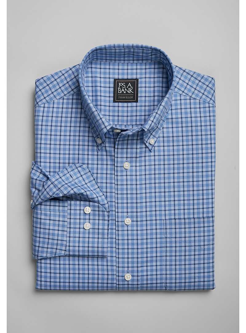 Traveler Collection Tailored Fit Button-Down Collar Grid Sportshirt - Big & Tall#6M8J