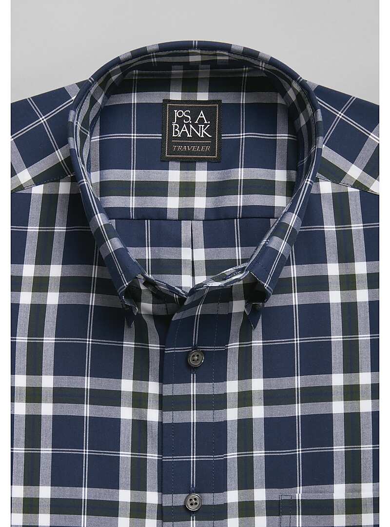Traveler Collection Tailored Fit Button-Down Collar Plaid Sportshirt - Big & Tall#6LHF