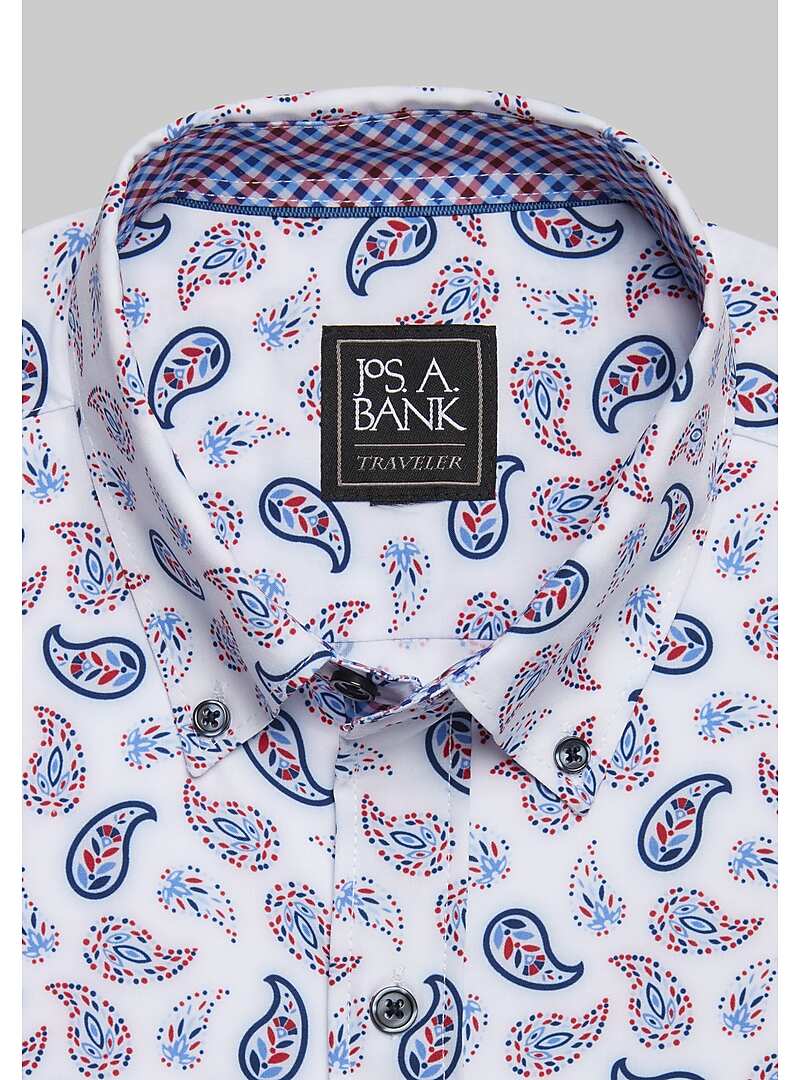 Traveler Collection Tailored Fit Four-Way Stretch Paisley Short Sleeve Sportshirt - Big & Tall#6MRF