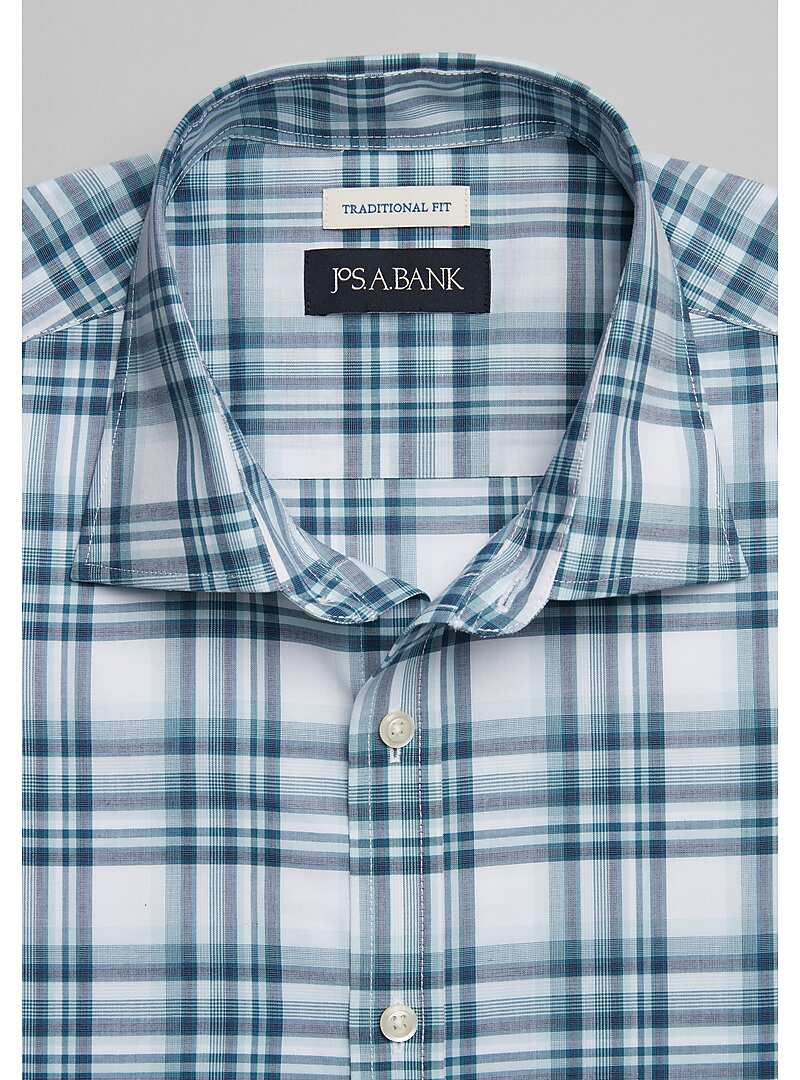 Jos. A. Bank Traditional Fit Spread Collar Wide Plaid Sportshirt - Big & Tall#6MT3