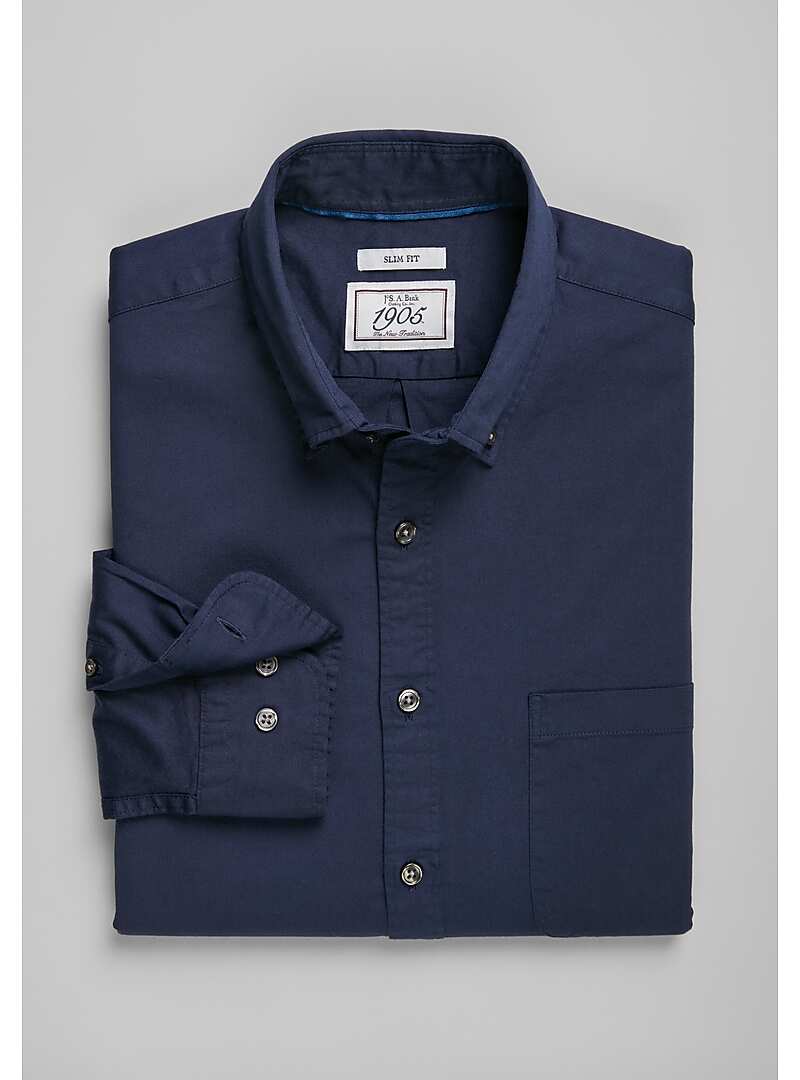 1905 Collection Slim Fit Button-Down Collar Twill Sportshirt- Big & Tall#6LNF