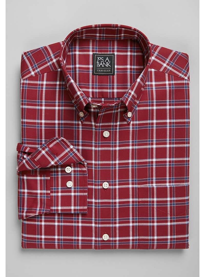 Traveler Collection Traditional Fit Button-Down Collar Plaid Sportshirt - Big & Tall#6LGY