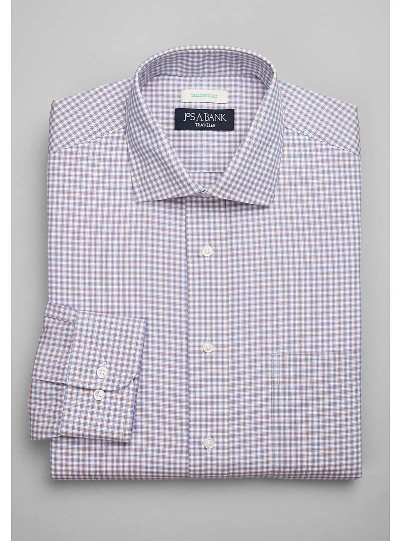 Traveler Collection Tailored Fit Mini Grid Dress Shirt - Big & Tall#5FRY